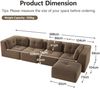 4-Sitzer modulares Ecksofa H 69 x T 386 x B 177 cm aus Cord in Braun mit 74 cm Sitztiefe Bild 5