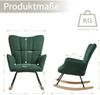 HOME NATURE WOHNKONZEPT Schaukelstuhl Sessel Wohnzimmer gepolstert Samt grün mit hoher Rückenlehne, Armlehnen & rutschfesten Füßen – bis 120 kg belastbar, 64×49×91 cm Bild 2