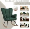 HOME NATURE WOHNKONZEPT Schaukelstuhl Sessel Wohnzimmer gepolstert Samt grün mit hoher Rückenlehne, Armlehnen & rutschfesten Füßen – bis 120 kg belastbar, 64×49×91 cm Bild 4