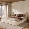 Merax Polsterbett, Doppelbett, 180 x 200cm, Bett mit Lattenrost, gepolstertes Kopfteil, Beige Bouclé Bild 2
