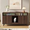 Katzentoiletten-Schrank 120 x 50 x 66 cm mit Ablagefächern und Sandfangmatte – Haustier-Sideboard aus MDF in Walnuss Bild 2