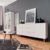 Finori Göteborg 51 Sideboard, weiß / Dekor Sonoma Eiche | Sideboard für Wohnzimmer | Maß: B x H x T ca. 180 x 87 x 40 cm | Sideboard mit 2 Türen (dahinter je 1 Einlegeboden) und 3 Schubkästen Bild 2