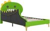 Merax 90*200cm Kinderbett, Cartoon Dinosaurier Form, Flachbett, PU Material, Grün Bild 5