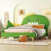 Merax 90*200cm Kinderbett, Cartoon Dinosaurier Form, Flachbett, PU Material, Grün Bild 2