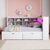 Schlafsofa Kiefer mit LED, USB & Schubladen, 90x200 cm weiß Multifunktionales Einzelbett mit Stauraum Bild 2