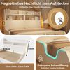Merax Holzbett Doppelbett 140x200 cm Jugendbett, Kinderbett mit Ablageflächen, Nachtlichtern, abnehmbarem Bücherregal, Bettgestell mit Lattenrost, weiß Bild 5