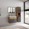 Badplaats Badezimmerschrank Montreal 30 x 30 x 131 cm Kastanien Eiche mit Dunkel Grau - Hoch Badschrank Mit 2 Türen Bild 2
