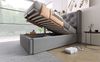 Polsterbett 90x200 cm hydraulisch mit Bettkasten, gestepptes Kopfteil, Baumwolle, Grau Bild 3