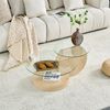 Couchtisch mit Sicherheitsglas, 2 Ebenen, H 44 x T 90 x B 70 cm, MDF in heller Holzoptik Bild 2