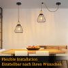 ZMH Pendelleuchte Esstisch Hängelampe Vintage - Esszimmerlampe Schwarz Esszimmer Hängeleuchte Metall 1 Flammig Retro Hanfseil aus Holz Industrial E27 Pendellampe für Wohnzimmer (ohne Leuchtmittel) Bild 5