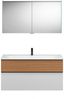 Burgbad FIUMO Waschtisch Set mit Spiegelschrank 122 cm breit, Braun/Weiß, Waschbecken Gussmarmor Weiß Bild 1