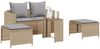 vidaXL 5-tlg. Garten-Sofagarnitur Kissen Stapelbar Beige Poly Rattan 4104166 Bild 4