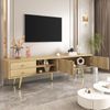 TV-Schrank 160x42x36 cm mit Goldfüßen – moderner Fernsehtisch mit zwei Schubladen und einzigartigen Türen Bild 5