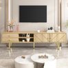 TV-Schrank 160x42x36 cm mit Goldfüßen – moderner Fernsehtisch mit zwei Schubladen und einzigartigen Türen Bild 4