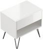 2er Set Nachttisch Dion 50cm SoftClose stehend Weiß Hgl : Weiss hochglanz Bild 5