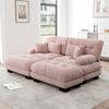 Flieks 2-Sitzer Ecksofa, Modular Cloud Doppelsofa Schlafsofa aus Chenille mit 2 Lenden- & 2 Dekokissen, breiten Armlehnen & 2 Ottoman, Rosa Bild 3