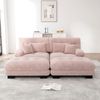 Flieks 2-Sitzer Ecksofa, Modular Cloud Doppelsofa Schlafsofa aus Chenille mit 2 Lenden- & 2 Dekokissen, breiten Armlehnen & 2 Ottoman, Rosa Bild 2