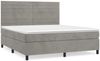 vidaXL Boxspringbett mit Matratze Hellgrau 160x200 cm Samt 3143091 Bild 2