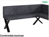 MEBLINI Eckbank für Esszimmer mit ausziehbarem Tisch - Küchenbank - Essecke - Sitzecke Küche - TONI - X-Beine 128x168x87cm Rechts - Dunkelgrau Samt/M Schwarz Hochgl. Bild 5