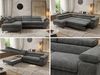 MKS Möbel 'Pablo L-Form' Ecksofa mit Schlaffunktion, verstellbare Kopfstützen, Grau, Schenille grob, ohne Topper, Links Bild 2