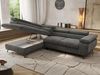 MKS Möbel 'Pablo L-Form' Ecksofa mit Schlaffunktion, verstellbare Kopfstützen, Grau, Schenille grob, ohne Topper, Links Bild 3
