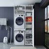 Roomart Waschmaschinenschrank - SERIE DUO-I- 112 cm breit – Waschmaschinenüberbau für Trockner, Waschturm-Schrank • Weiß Bild 5