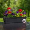 2x Balkonkasten 100cm Blumenkasten mit Wasserspeicher Anthrazit / Grau, 25 L - Blumenkästen wetterfest Pflanzkasten mit Einsatz Lange Balkonkästen für Garten und Balkon witterungsbeständig Bild 3