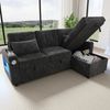 Merax Ecksofa mit LED‑Beleuchtung & USB, L-förmiges Sofa mit Schlaffunktion, multifunktionales Schlafsofa aus Chenille, für Wohnzimmer/Schlafzimmer 1 Teile, 3-Sitzer-Sofa mit Getränkehalter, Seitentaschen & verdeckten Stauraum Bild 2