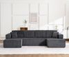 3-Sitzer Wohnlandschaft U-Form B 332 x T 156 x H 88 cm aus Cord mit Schlaffunktion Bild 4