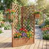 Blumenkasten mit rankgitter Eck-Pflanzkasten mit Abflusslöchern erhöhter Holzkasten für Kletterpflanzen Braun Bild 5