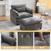 MODFU Loungesessel Chenille-Sessel mit Hocker & Stauraum (Komfortabler Polstersessel mit verstecktem Stauraum, für Wohnzimmer & Schlafzimmer), für Wohnzimmer & Schlafzimmer Bild 4