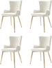 Samt-Esszimmerstuhl 4er-Set 85cm×47cm×49cm– bequemer Polsterstuhl in Beige mit Metallbeinen Bild 2