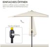 Outsunny Sonnenschirm Schirm Marktschirm, Metall, halbrund, LxB: 293x150 cm, Kurbelschirm, Gartenschirm, Cremeweiß+Schwarz Bild 3