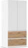rauch Kleiderschrank, Drehtürenschrank COSTA, 2-türig, 2 Schubkästen, push-to-open, Alpinweiß, 91 x 197 x 54 cm Bild 3