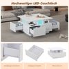 Couchtisch, Wohnzimmer, Hochglanz-Kaffeetisch, Mit LED-Licht, Sofatisch mit 4 Schubladen, Beistelltisch mit geometrischem Design, Weiß, Gesamttragkraft 30 kg, 70 × 70 × 40 cm Bild 5