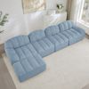 4-Sitzer modulares Sofa in Blau H 79 x T 366 x B 165 cm aus granuliertem Fleece mit Ottoman Bild 3