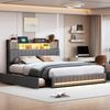 Furnishings Home Polsterbett 140 x 200 LED Stauraumbett Doppelbett (1 tlg, Mit Vier extra große Schubladen, USB + TYPE-C Ladeanschluss), Multifunktionsbett, Mit LED-Beleuchtung, Nachttisch, Leinen Bild 5