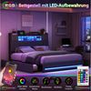 Furnishings Home Polsterbett 140 x 200 LED Stauraumbett Doppelbett (1 tlg, Mit Vier extra große Schubladen, USB + TYPE-C Ladeanschluss), Multifunktionsbett, Mit LED-Beleuchtung, Nachttisch, Leinen Bild 3