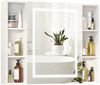 radelldar Badezimmerspiegelschrank mit LED-Beleuchtung & offenen Regalen, 100 x 76 x 13,5 cm, Weiß (1-St) Spiegelschrank mit Stauraum, 3 Farben, Dimmbar Bild 4