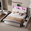 ADWOLT Polsterbett Doppelbett Stauraumbett mit 4 Schubladen und USB+Type C-Schnittstellen (Jugendbett, 1-tlg), 140x200 cm,Gepolstert,Schubladen mit Rädern,Samt Bild 3