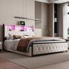 ADWOLT Polsterbett Doppelbett Stauraumbett mit 4 Schubladen und USB+Type C-Schnittstellen (Jugendbett, 1-tlg), 140x200 cm,Gepolstert,Schubladen mit Rädern,Samt Bild 2