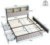 ADWOLT Polsterbett Doppelbett Stauraumbett mit 4 Schubladen und USB+Type C-Schnittstellen (Jugendbett, 1-tlg), 140x200 cm,Gepolstert,Schubladen mit Rädern,Samt Bild 4