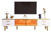 Merax Lowboard mit LED-Beleuchtung inkl. Fernbedienung, Breite:170cm, TV-Board mit Metallbeine,TV-Schrank mit Glastüren und Schubladen Bild 2