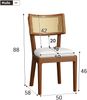 Esszimmerstuhl-Set aus 4, Massivholz mit Rattan-Rückenlehne & Leinensitz, 88x50x58, Walnuss Bild 3