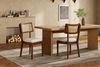Esszimmerstuhl-Set aus 4, Massivholz mit Rattan-Rückenlehne & Leinensitz, 88x50x58, Walnuss Bild 2