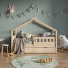 Hausbett Design Naturholz 80x160 cm mit Gästebett Vitalispa Bild 4