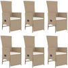 vidaXL 7-tlg. Garten-Essgruppe mit Kissen Beige Poly Rattan 3157578 Bild 4
