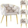 4 Samtstühle Set, 44x41x74 cm, Beige mit vergoldeten Beinen, Bubble Design Bild 3