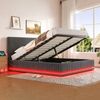 Polsterbett 160x200 cm ohne Matratze mit LED, USB-C und Stauraum, Cordstoff Dunkelgrau Bild 3
