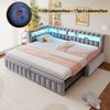 Merax Daybett Polsterbett Schlafsofa mit Ausziehbett 90/180x200cm mit LED & Aufladen, Hellgrau Bild 5